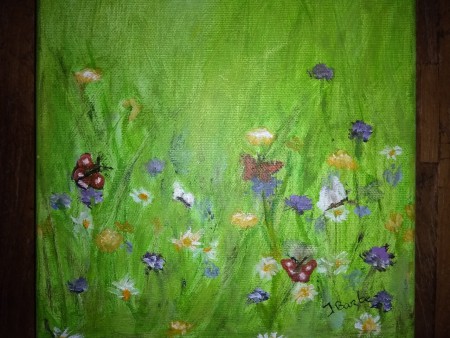 Vlinder 2,olieverf 2019,30x30 cm,te koop